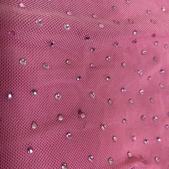 AFRM Womens‎ Rhinestone Pink Ruched Strapless Mesh Top Size Large Blouse NWT - Picture 4 of 7